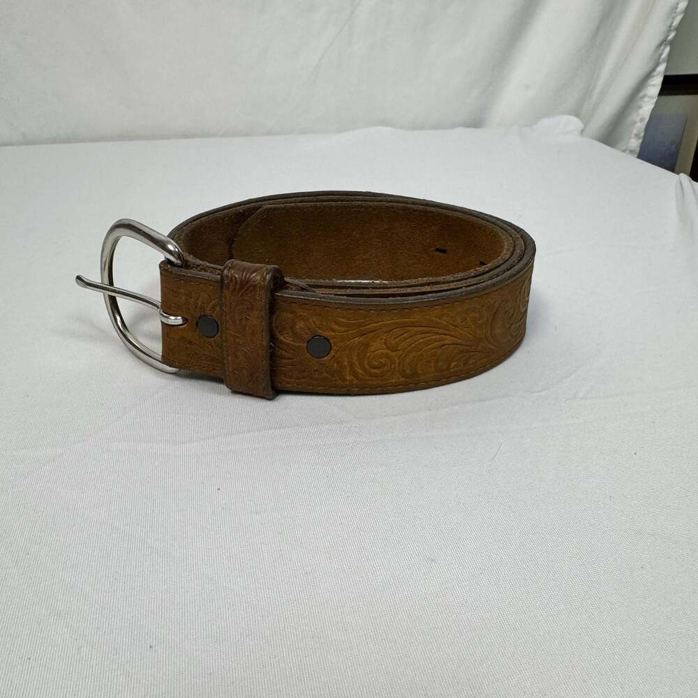 Justin Women’s Brown Western Scroll Tooled Leather Belt